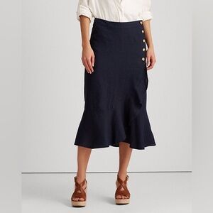 Lauren Ralph Lauren size 10 100% linen ruffled wrap skirt